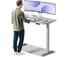 Elektrinis reguliuojamo aukščio stalas Desktronic HomeOne Pilkas/Pilkas, 140x70cm, Dvigubas motoras, USB ir USB-C įkrovimo lizdai