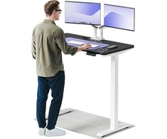 Elektrinis reguliuojamo aukščio stalas Desktronic HomeOne Baltas/Juodas, 120x60cm, Dvigubas motoras, USB ir USB-C įkrovimo lizdai