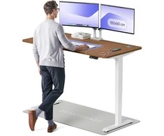 Elektrinis reguliuojamo aukščio stalas Desktronic HomePro Baltas/Riešutmedis, 160x80cm, Dvigubas motoras, USB ir USB-C įkrovimo lizdai