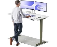 Elektrinis reguliuojamo aukščio stalas Desktronic HomePro Žalias/Baltas, 160x80cm, Dvigubas motoras, USB ir USB-C įkrovimo lizdai