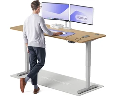 Elektrinis reguliuojamo aukščio stalas Desktronic HomePro Ąžuolo masyvas/Pilkas, 200x80cm, Dvigubas motoras, USB ir USB-C įkrovimo lizdai