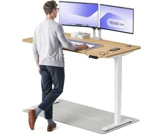 Elektrinis reguliuojamo aukščio stalas Desktronic HomePro Baltas/Ąžuolas, 160x80cm, Dvigubas motoras, USB ir USB-C įkrovimo lizdai