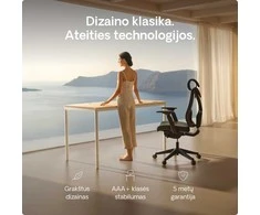 Elektrinis Reguliuojamo Aukščio Stalas Desktronic HomeMax Baltas/Bambukas, 160x80cm, Keturi varikliai, Magnetinis kabelių laikiklis