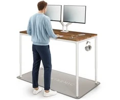 Elektrinis Reguliuojamo Aukščio Stalas Desktronic HomeMax Baltas/Riešutmedis, 160x80cm, Keturi varikliai, Magnetinis kabelių laikiklis