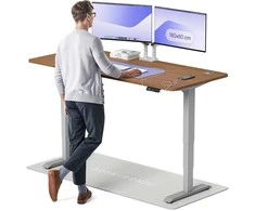 Elektrinis reguliuojamo aukščio stalas Desktronic HomePro Pilkas/Riešutmedis, 180x80cm, Dvigubas motoras, USB ir USB-C įkrovimo lizdai