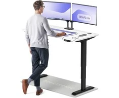 Elektrinis reguliuojamo aukščio stalas Desktronic HomePro Juodas/Baltas, 140x70cm, Dvigubas motoras, USB ir USB-C įkrovimo lizdai
