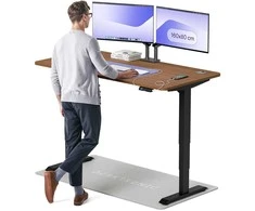 Elektrinis reguliuojamo aukščio stalas Desktronic HomePro Juodas/Riešutmedis, 160x80cm, Dvigubas motoras, USB ir USB-C įkrovimo lizdai