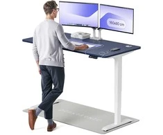 Elektrinis reguliuojamo aukščio stalas Desktronic HomePro Baltas/Mėlynas, 160x80cm, Dvigubas motoras, USB ir USB-C įkrovimo lizdai