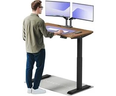 Elektrinis reguliuojamo aukščio stalas Desktronic HomeOne Juodas/Riešutmedis, 120x60cm, Dvigubas motoras, USB ir USB-C įkrovimo lizdai