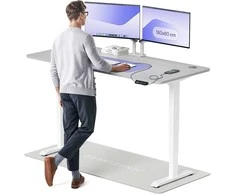 Elektrinis reguliuojamo aukščio stalas Desktronic HomePro Baltas/Pilkas, 180x80cm, Dvigubas motoras, USB ir USB-C įkrovimo lizdai