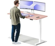 Elektrinis reguliuojamo aukščio stalas Desktronic HomeOne Baltas/Rožinis, 160x80cm, Dvigubas motoras, USB ir USB-C įkrovimo lizdai