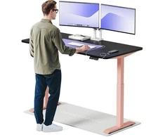Elektrinis reguliuojamo aukščio stalas Desktronic HomeOne Rožinis/Juodas, 160x80cm, Dvigubas motoras, USB ir USB-C įkrovimo lizdai