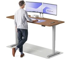 Elektrinis reguliuojamo aukščio stalas Desktronic HomePro Pilkas/Riešutmedis, 200x80cm, Dvigubas motoras, USB ir USB-C įkrovimo lizdai