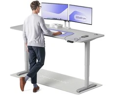 Elektrinis reguliuojamo aukščio stalas Desktronic HomePro Pilkas/Pilkas, 200x80cm, Dvigubas motoras, USB ir USB-C įkrovimo lizdai