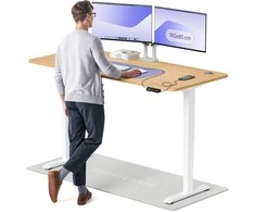 Elektrinis reguliuojamo aukščio stalas Desktronic HomePro Baltas/Ąžuolas, 180x80cm, Dvigubas motoras, USB ir USB-C įkrovimo lizdai