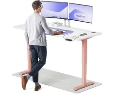 Elektrinis reguliuojamo aukščio stalas Desktronic HomePro Rožinis/Baltas, 180x80cm, Dvigubas motoras, USB ir USB-C įkrovimo lizdai