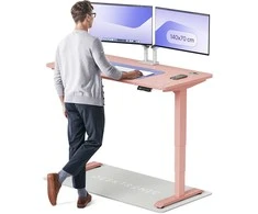 Elektrinis reguliuojamo aukščio stalas Desktronic HomePro Rožinis/Rožinis, 140x70cm, Dvigubas motoras, USB ir USB-C įkrovimo lizdai