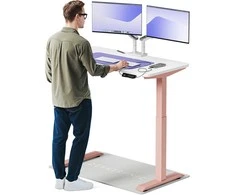 Elektrinis reguliuojamo aukščio stalas Desktronic HomeOne Rožinis/Baltas, 120x60cm, Dvigubas motoras, USB ir USB-C įkrovimo lizdai