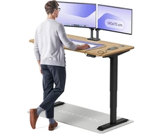 Elektrinis reguliuojamo aukščio stalas Desktronic HomePro Ąžuolo masyvas/Juodas, 140x70cm, Dvigubas motoras, USB ir USB-C įkrovimo lizdai