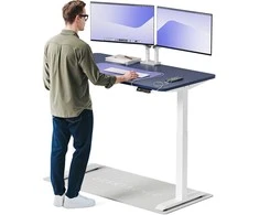 Elektrinis reguliuojamo aukščio stalas Desktronic HomeOne Baltas/Mėlynas, 140x70cm, Dvigubas motoras, USB ir USB-C įkrovimo lizdai