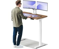 Elektrinis reguliuojamo aukščio stalas Desktronic HomeOne Baltas/Riešutmedis, 120x60cm, Dvigubas motoras, USB ir USB-C įkrovimo lizdai