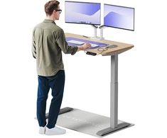 Elektrinis reguliuojamo aukščio stalas Desktronic HomeOne Bambukas/Pilkas, 120x60cm, Dvigubas motoras, USB ir USB-C įkrovimo lizdai