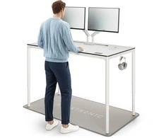 Elektrinis Reguliuojamo Aukščio Stalas Desktronic HomeMax Baltas/Baltas, 160x80cm, Keturi varikliai, Magnetinis kabelių laikiklis