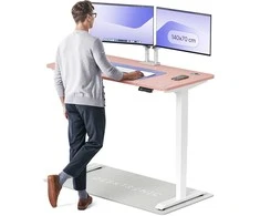 Elektrinis reguliuojamo aukščio stalas Desktronic HomePro Baltas/Rožinis, 140x70cm, Dvigubas motoras, USB ir USB-C įkrovimo lizdai