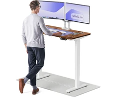 Elektrinis reguliuojamo aukščio stalas Desktronic HomePro Riešutmedžio masyvas/Baltas, 120x60cm, Dvigubas motoras, USB ir USB-C įkrovimo lizdai