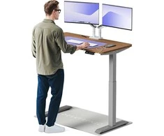 Elektrinis reguliuojamo aukščio stalas Desktronic HomeOne Pilkas/Riešutmedis, 120x60cm, Dvigubas motoras, USB ir USB-C įkrovimo lizdai