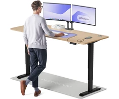 Elektrinis reguliuojamo aukščio stalas Desktronic HomePro Bambukas/Juodas, 200x80cm, Dvigubas motoras, USB ir USB-C įkrovimo lizdai