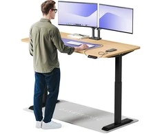 Elektrinis reguliuojamo aukščio stalas Desktronic HomeOne Juodas/Ąžuolas, 160x80cm, Dvigubas motoras, USB ir USB-C įkrovimo lizdai
