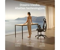 Elektrinis Reguliuojamo Aukščio Stalas Desktronic HomeMax Juodas/Bambukas, 160x80cm, Keturi varikliai, Magnetinis kabelių laikiklis