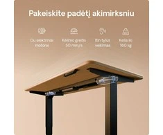 Elektrinis reguliuojamo aukščio stalas Desktronic HomePro Bambukas/Juodas, 120x60cm, Dvigubas motoras, USB ir USB-C įkrovimo lizdai