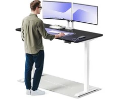 Elektrinis reguliuojamo aukščio stalas Desktronic HomeOne Baltas/Juodas, 160x80cm, Dvigubas motoras, USB ir USB-C įkrovimo lizdai