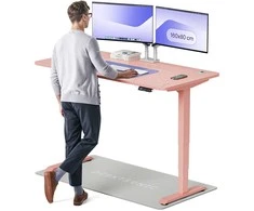 Elektrinis reguliuojamo aukščio stalas Desktronic HomePro Rožinis/Rožinis, 160x80cm, Dvigubas motoras, USB ir USB-C įkrovimo lizdai