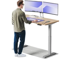 Elektrinis reguliuojamo aukščio stalas Desktronic HomeOne Bambukas/Pilkas, 140x70cm, Dvigubas motoras, USB ir USB-C įkrovimo lizdai
