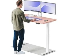 Elektrinis reguliuojamo aukščio stalas Desktronic HomeOne Baltas/Rožinis, 140x70cm, Dvigubas motoras, USB ir USB-C įkrovimo lizdai