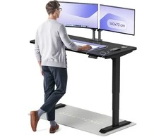 Elektrinis reguliuojamo aukščio stalas Desktronic HomePro Juodas/Juodas, 140x70cm, Dvigubas motoras, USB ir USB-C įkrovimo lizdai