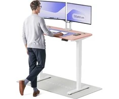Elektrinis reguliuojamo aukščio stalas Desktronic HomePro Baltas/Rožinis, 120x60cm, Dvigubas motoras, USB ir USB-C įkrovimo lizdai