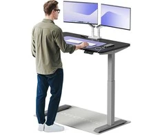 Elektrinis reguliuojamo aukščio stalas Desktronic HomeOne Pilkas/Juodas, 120x60cm, Dvigubas motoras, USB ir USB-C įkrovimo lizdai