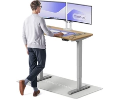Elektrinis reguliuojamo aukščio stalas Desktronic HomePro Ąžuolo masyvas/Pilkas, 120x60cm, Dvigubas motoras, USB ir USB-C įkrovimo lizdai
