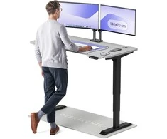 Elektrinis reguliuojamo aukščio stalas Desktronic HomePro Juodas/Pilkas, 140x70cm, Dvigubas motoras, USB ir USB-C įkrovimo lizdai