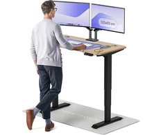 Elektrinis reguliuojamo aukščio stalas Desktronic HomePro Bambukas/Juodas, 120x60cm, Dvigubas motoras, USB ir USB-C įkrovimo lizdai