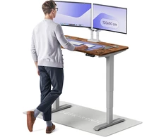 Elektrinis reguliuojamo aukščio stalas Desktronic HomePro Riešutmedžio masyvas/Pilkas, 120x60cm, Dvigubas motoras, USB ir USB-C įkrovimo lizdai