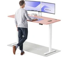 Elektrinis reguliuojamo aukščio stalas Desktronic HomePro Baltas/Rožinis, 180x80cm, Dvigubas motoras, USB ir USB-C įkrovimo lizdai