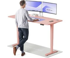 Elektrinis reguliuojamo aukščio stalas Desktronic HomePro Rožinis/Rožinis, 180x80cm, Dvigubas motoras, USB ir USB-C įkrovimo lizdai