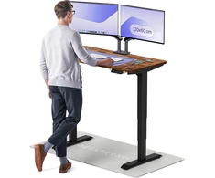 Elektrinis reguliuojamo aukščio stalas Desktronic HomePro Riešutmedžio masyvas/Juodas, 120x60cm, Dvigubas motoras, USB ir USB-C įkrovimo lizdai