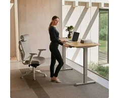 Elektrinis reguliuojamo aukščio stalas Desktronic HomePro Ąžuolo masyvas/Pilkas, 160x80cm, Dvigubas motoras, USB ir USB-C įkrovimo lizdai