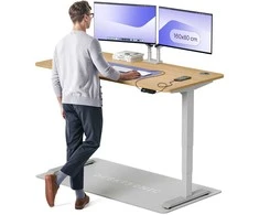 Elektrinis reguliuojamo aukščio stalas Desktronic HomePro Pilkas/Ąžuolas, 160x80cm, Dvigubas motoras, USB ir USB-C įkrovimo lizdai